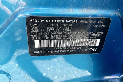 2015 Mitsubishi Mirage DE